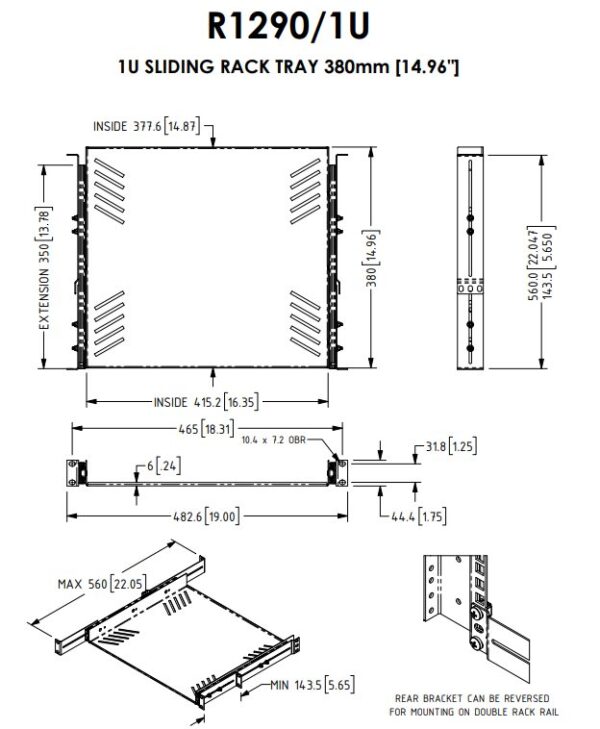 Penn Elcom R1290/1U Sliding Rack Tray - Image 10